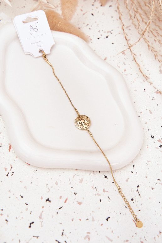 Un bracelet Féminin Avec pendentif Kółkoavec des motifs florauxuszkami couleur dorée