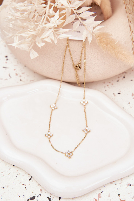 Ohne Hals Femininmit floralen Motivenuszkami Stal Chirurgiczna goldene Farbe