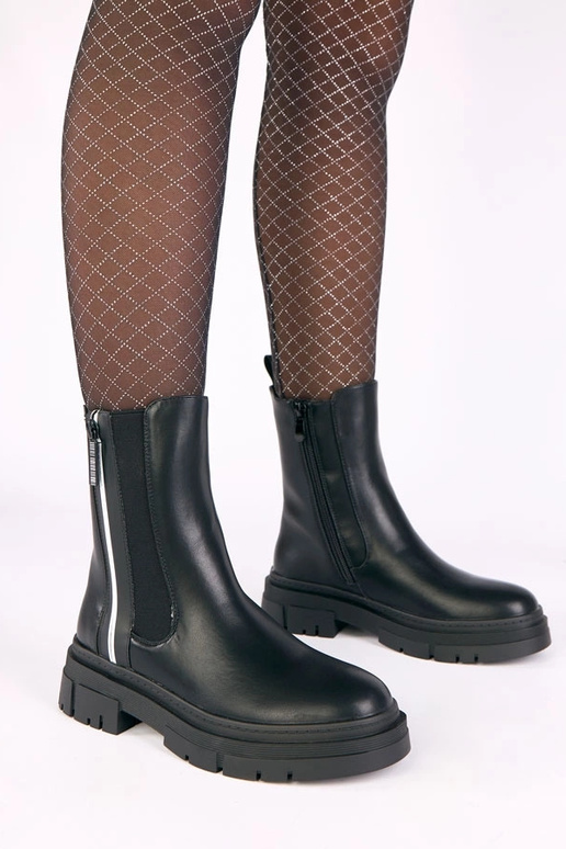 Bottes noires à plateforme avec...