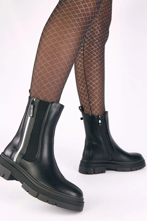 Bottes noires à plateforme avec...