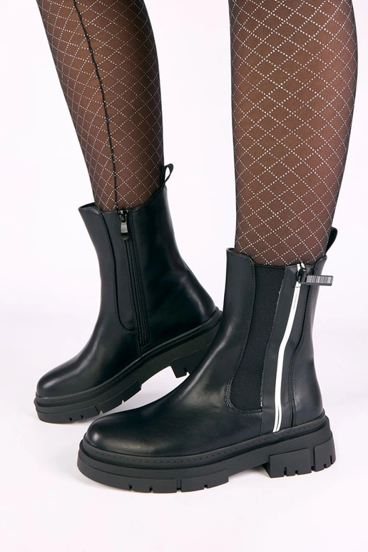 Luisa schwarze Plateaustiefel mit...