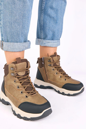 Bottines beige foncé à...