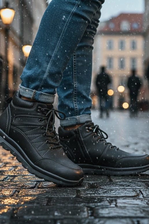 Zwarte heren sneakers, gevoerd met...