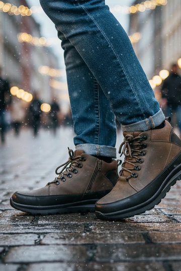 Bottines grises pour hommes doublées en fourrure à plateforme Paul