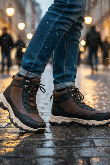 Pedro braune Herren-Boots mit warmem Futter auf erhöhtem Absatz