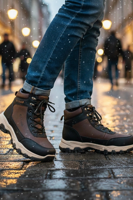 Bruine heren, gevoerde sneakers op...