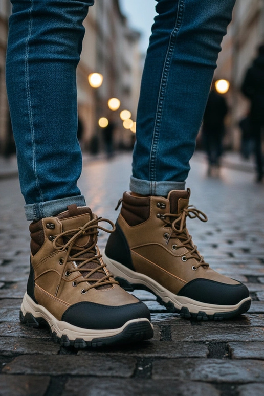 Donker zandkleurige heren sneakers Ryan