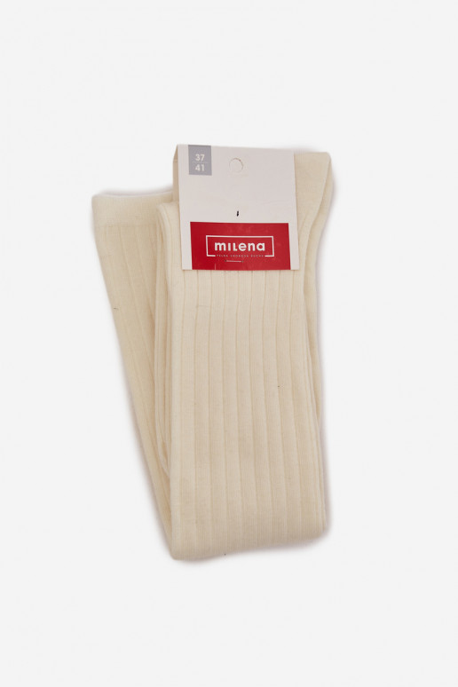 Lange Merinowollsocken in Elfenbeinfarbe