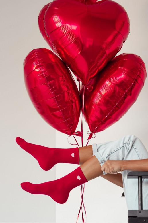 Socken Feminin Drobne Serduszko rote Farbe