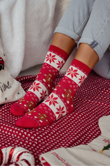 Sokken Dames Kerstmis Pierniki rood