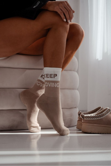 Dames "Keep Moving" kniekousen, zandkleurig