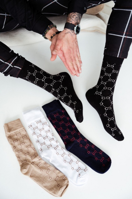 À motifs Chaussettes pour hommes CC couleur noire