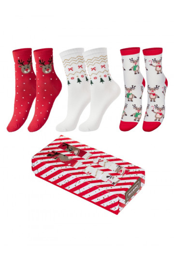 Kerstkousen set in doos, 3 paar 2