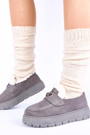 Mocassins gris à plateforme avec fourrure Kirby 2