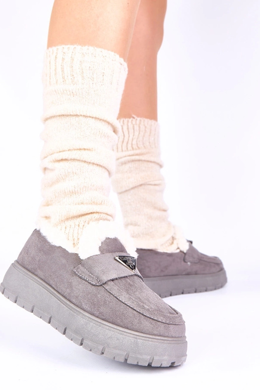 Mocassins gris à plateforme avec...