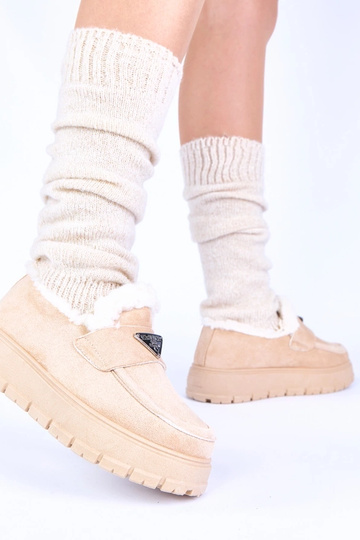 Mocassins beiges à plateforme avec fourrure Kirby 2