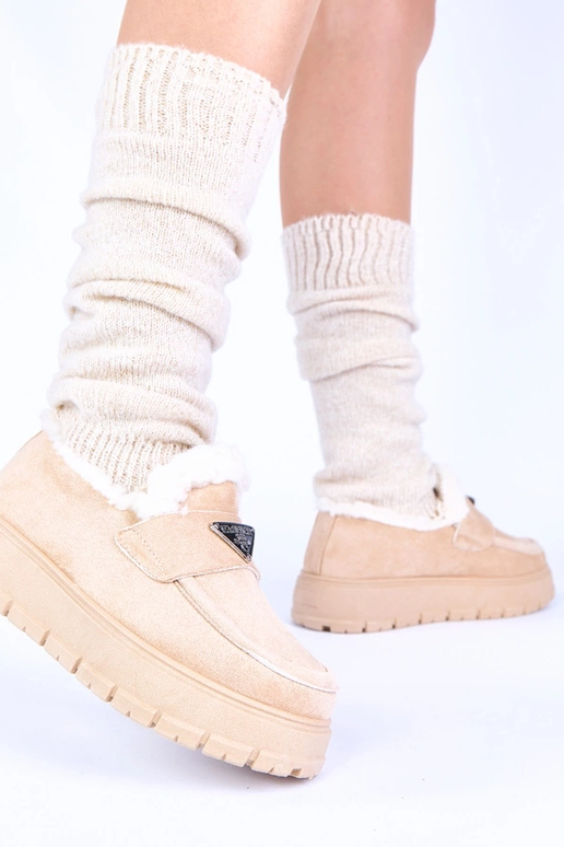 Helle Sandfarbene Plateauschuhe mit...