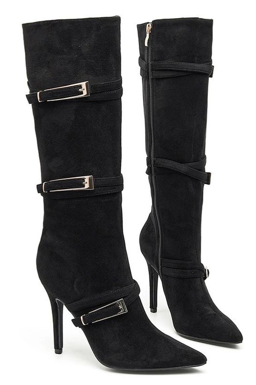 Bottes longues noires à talon fin...