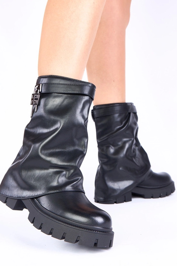 Bottes noires à plateforme et coude retourné Kisanet 2