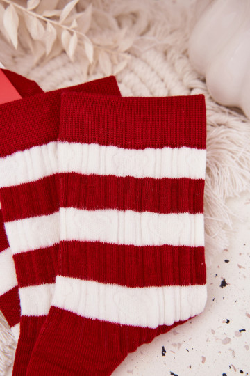 Chaussettes de Noël pour femmes rayées rouge et blanc