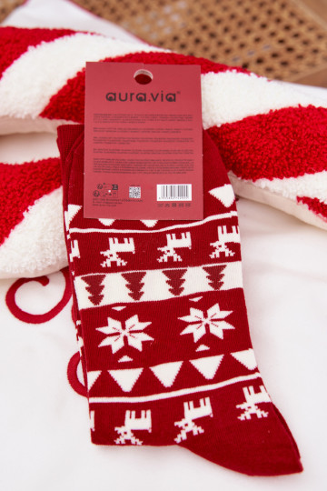 Chaussettes de Noël pour hommes rouges avec motifs de rennes 2
