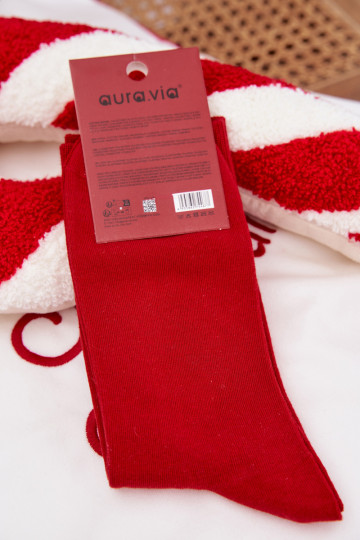 Chaussettes de Noël pour hommes rouges avec Père Noël riant 2