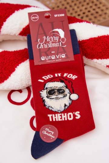 Skarpety Männlich INeihnachten INeihnachtsmann IN Okularach Rot-Dunkelblau