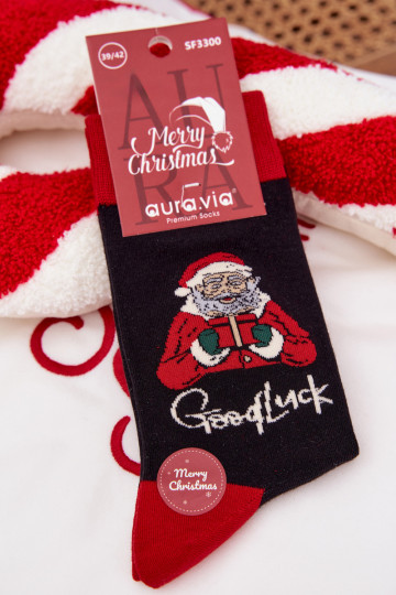 Skarpety Mâle Noël avec une note I Śmiejącym Się le père Noëlem couleur noire