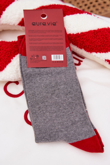 Chaussettes de Noël pour hommes avec inscription et Père Noël, grises 2