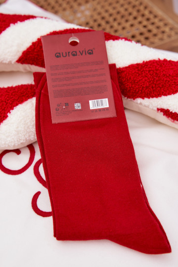 Chaussettes de Noël pour hommes avec le Père Noël et inscription "Joyeux Noël", rouges 2