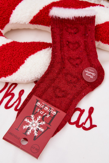 Kinderen Kerstmis Sokken Harten INełna Alpaca rood 2