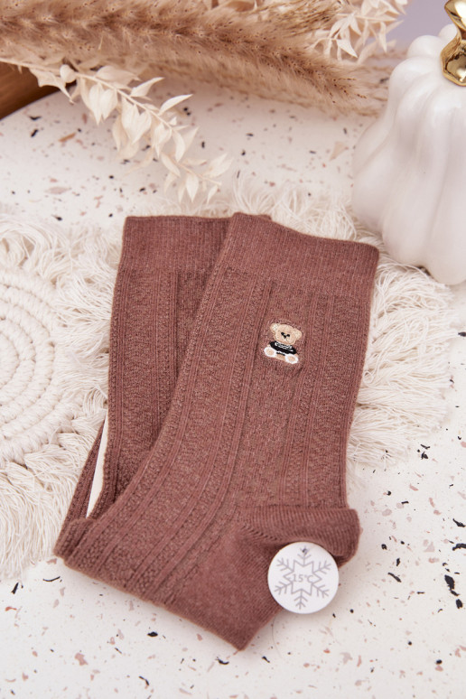 Zuarm Socken Feminin Mit INilna Teddybären braune Farbe