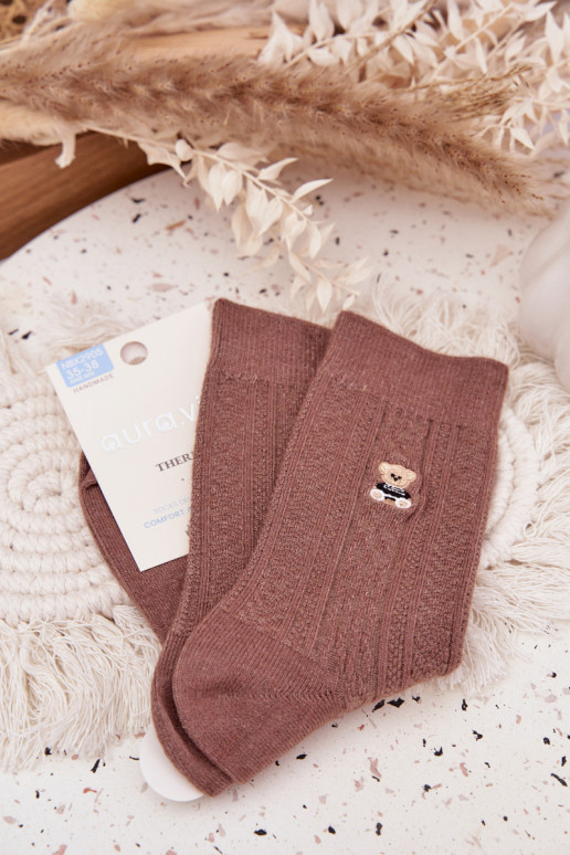Zuarm Socken Feminin Mit INilna Teddybären braune Farbe