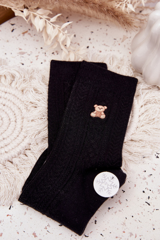 Zuarm Socken Feminin Mit INilna Teddybären schZuarze Farbe