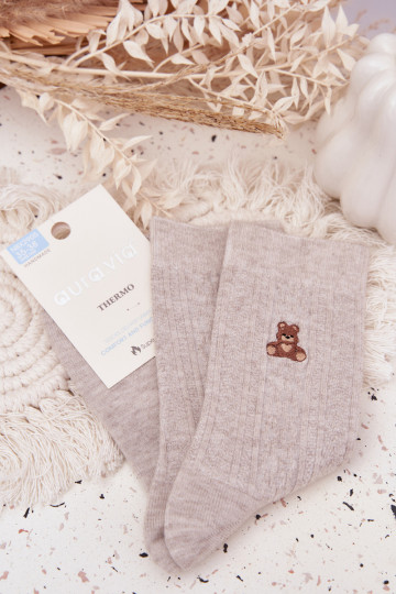 Zuarm Socken Feminin Mit INilna Teddybären graue Farbe 2