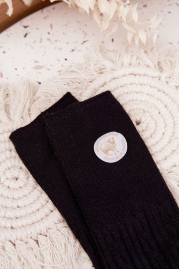 Chaussettes longues en laine pour femmes, couleur noire