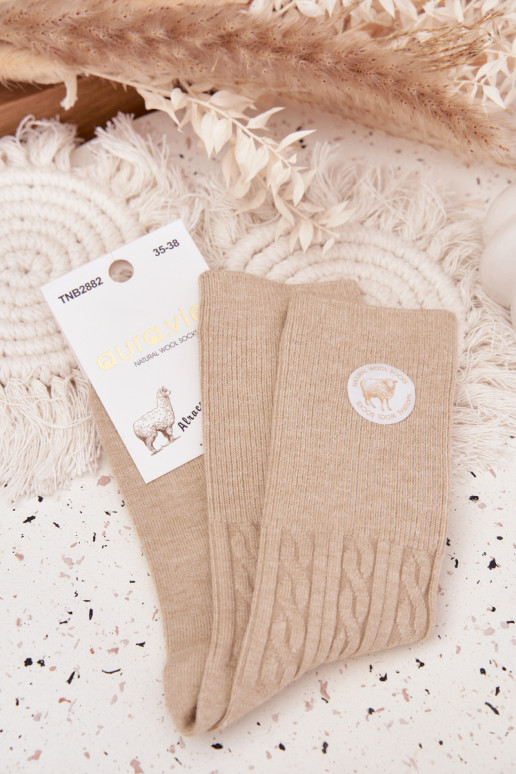 Długie DANSełniane Chaussettes Féminin beige