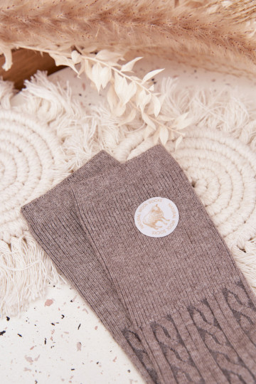 Chaussettes longues en laine pour femmes, couleur grise