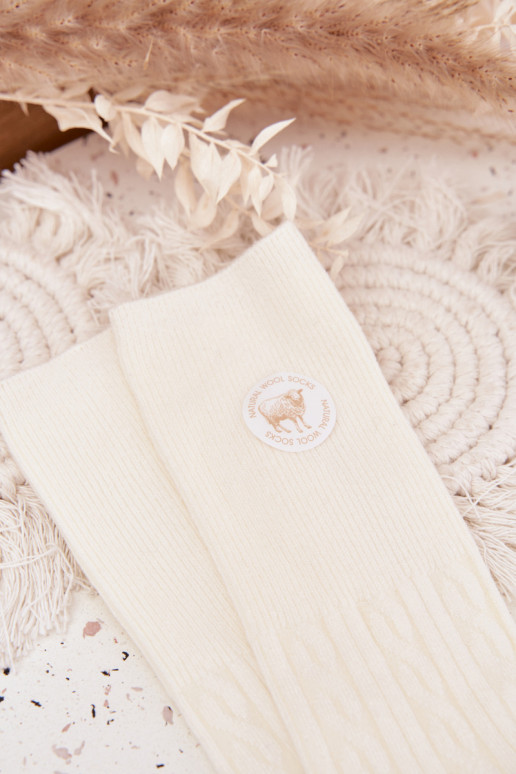 Długie INełniane Socken Feminin elfenbeinfarbe