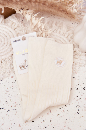 Długie DANSełniane Chaussettes Féminin couleur ivoire 2