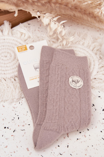 Chaussettes en laine pour femmes, couleur grise 2
