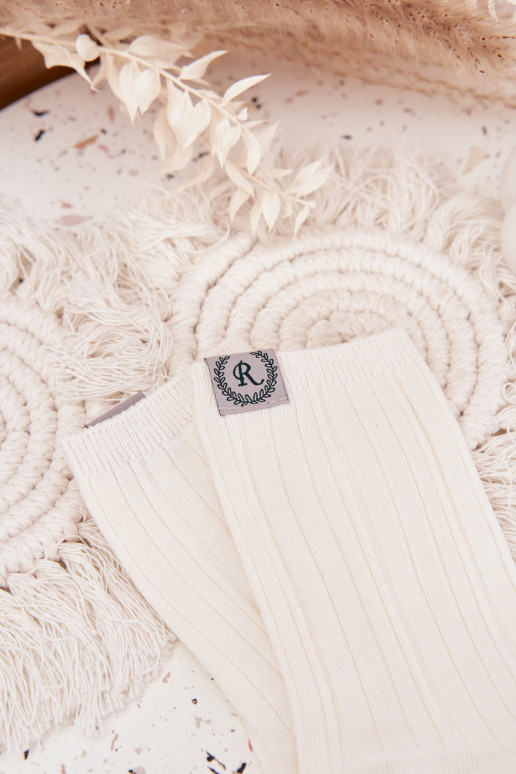 Chaussettes en coton avec des bandes Féminin couleur ivoire