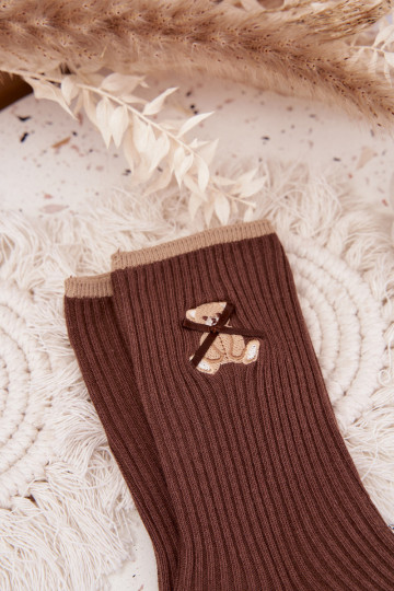 Katoenen sokken met strepen Met Beer CzekoladoIne