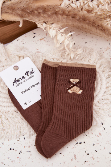 Chaussettes en coton avec des bandes Avec l ours CzekoladoÀe 2