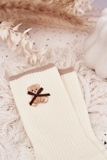 Katoenen sokken met strepen Met Beer ivoor