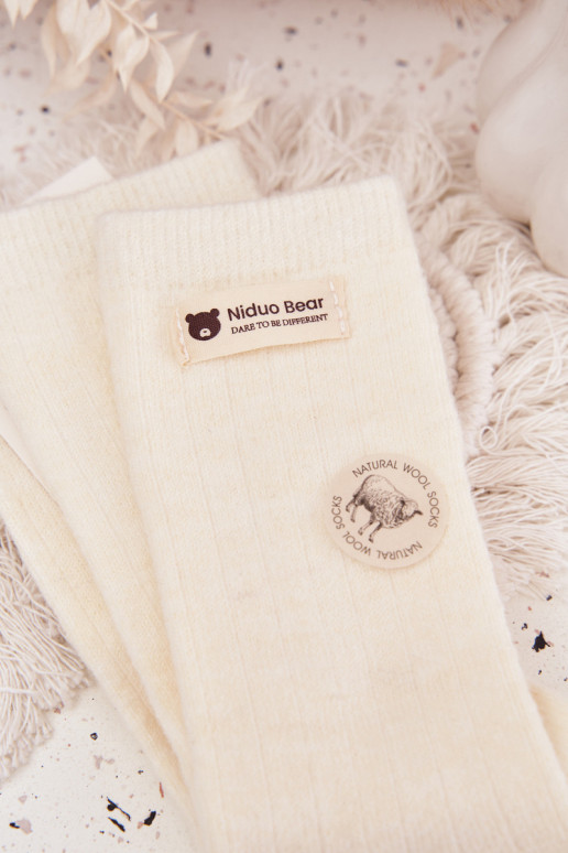 chaud DANSełniane Chaussettes FémininActivészyÀką couleur ivoire