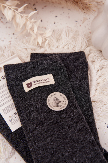 Warme Damen-Leinenstrümpfe mit Jacquard-Muster in grauer Farbe