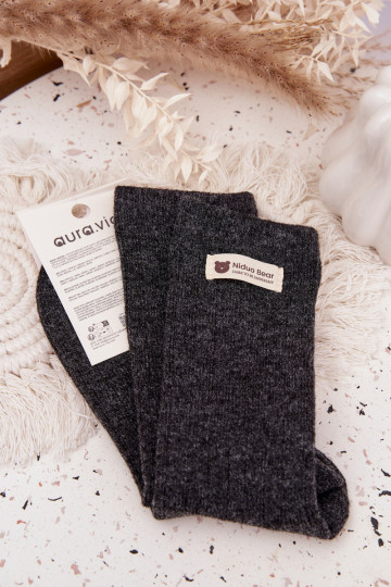 Chaussettes en lin chaudes pour femmes avec motif jacquard couleur grise 2