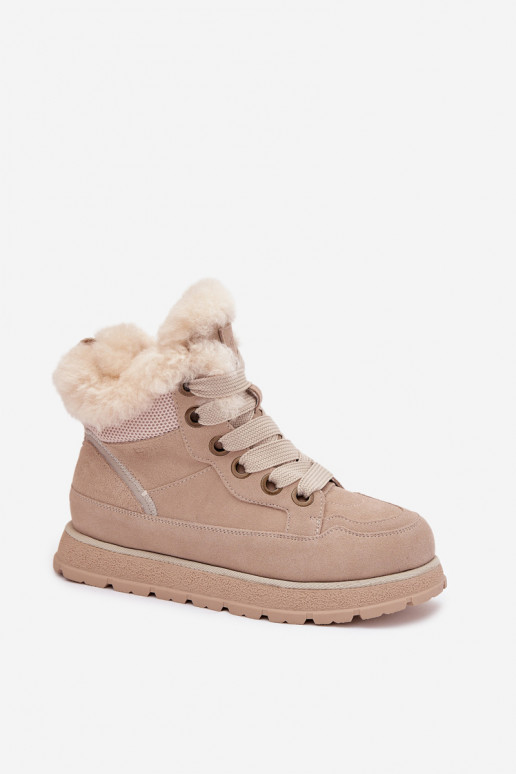 en daim Bottes de neige chaussures Féminin avec une plateforme avec un manteau de fourrure Big Star SS274371 beige