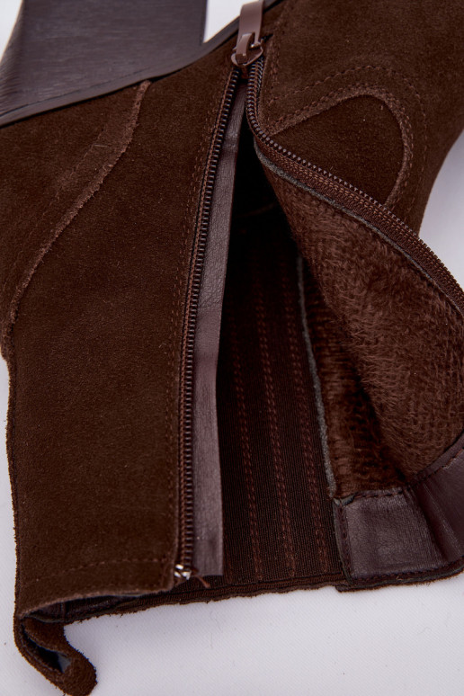 Suede schoenen coInboystijl Dames met hakken opInarmen CzekoladoIne Dylira